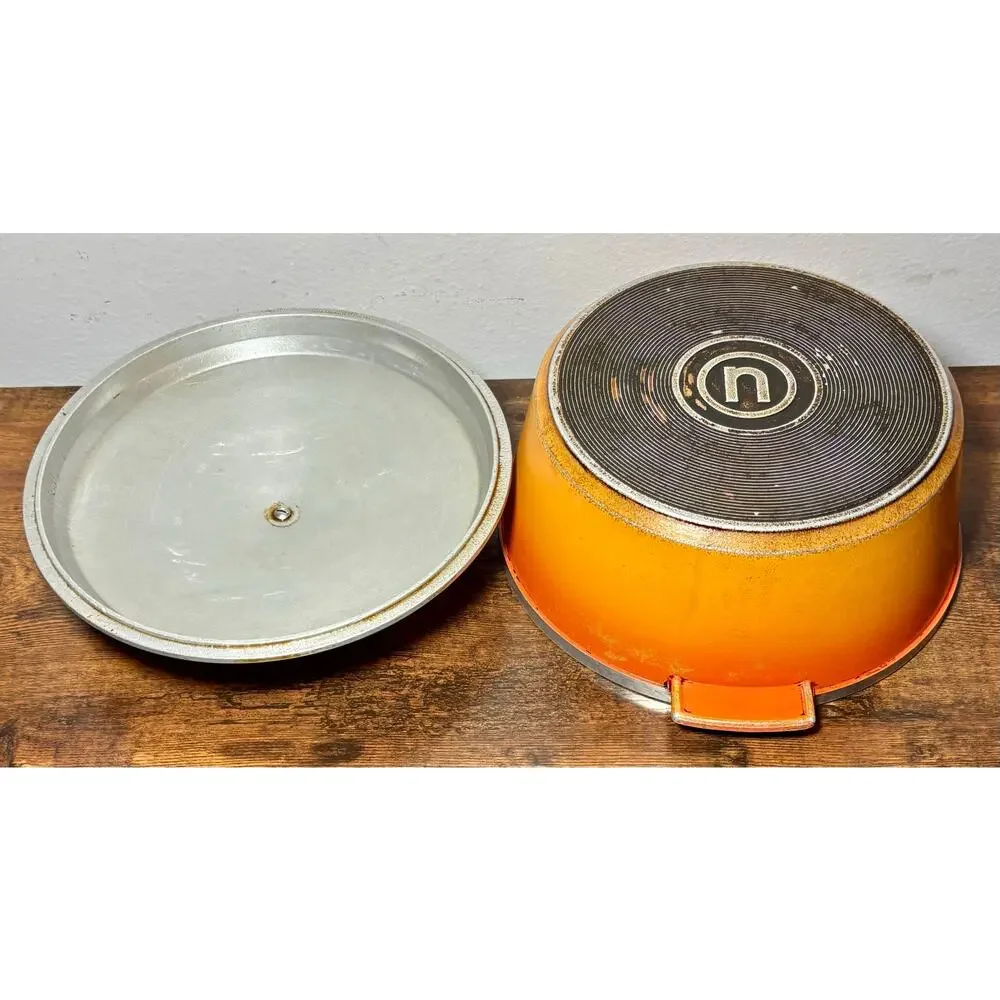 Vintage Namco Australia 1970s Flame Orange Aluminum Dutch Oven 4Qt with Lid